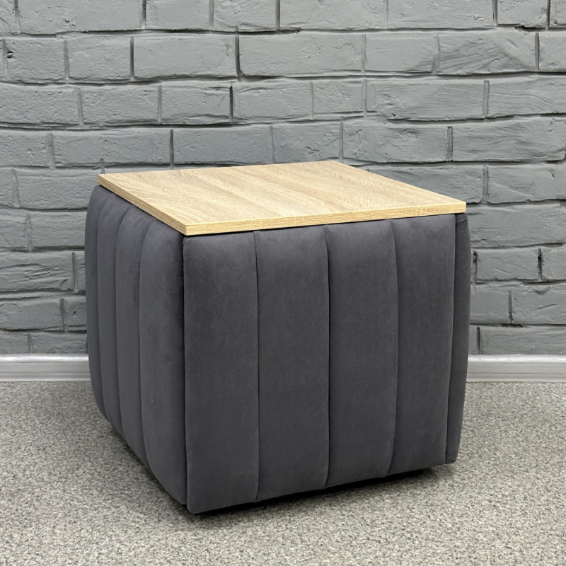 Пуф-трансформер 5в1 Остін-2 зі столиком велюр сірий/дуб сонома 7-7-9003