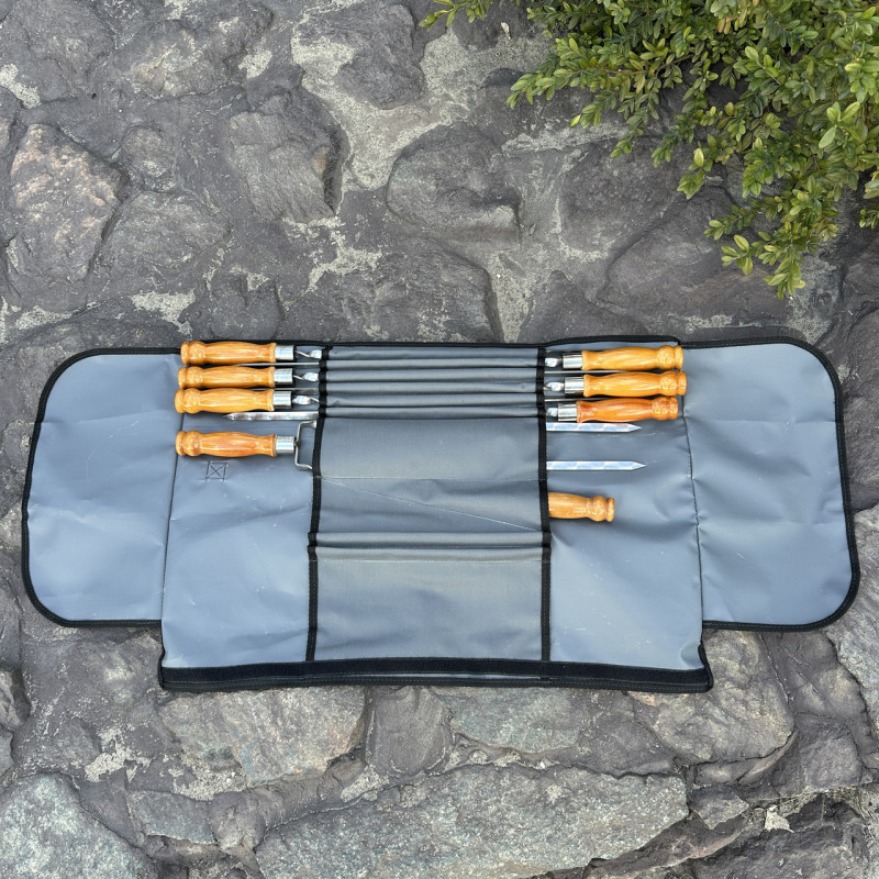 Набор шампуров Арго 6/1/1 светлая ручка в сером чехле