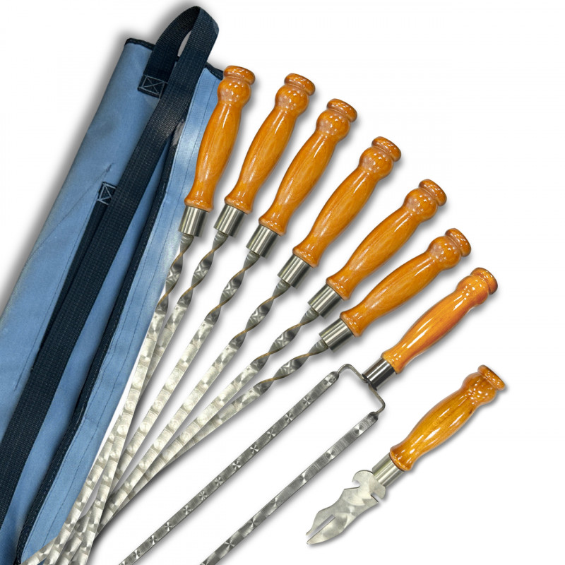 Набор шампуров Арго 6/1/1 светлая ручка в сером чехле