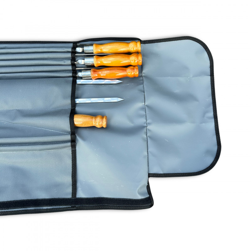 Набор шампуров Арго 6/1/1 светлая ручка в сером чехле