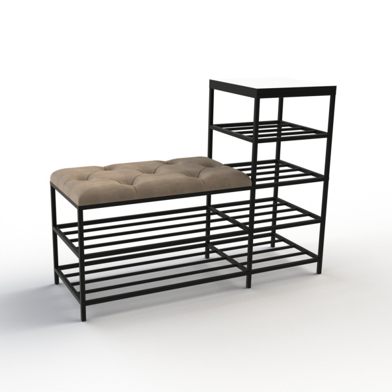 Банкетка для взуття Барселона-1 100 см велюр бежевий/біла аляска 3-3-9005