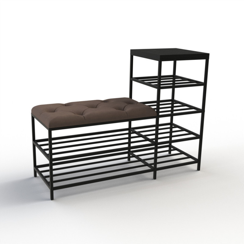 Банкетка для взуття Барселона-1 100 см велюр сіро-коричневий/чорний 5-5-9005