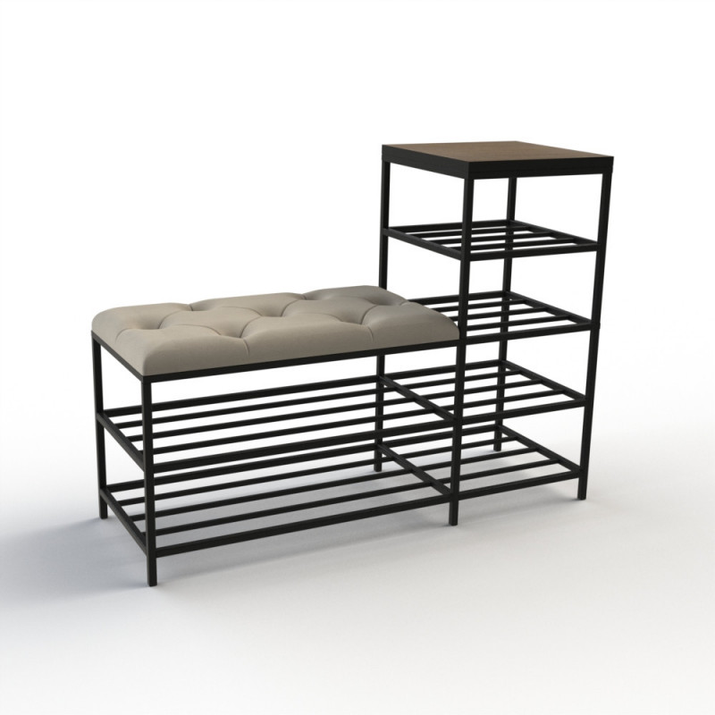 Банкетка для взуття Барселона-1 100 см велюр світло-сірий/ріголетто темний 6-1-9005