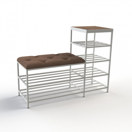 Банкетка для взуття Барселона-1 100 см велюр коричневий/горіх каліфорнійський 1-4-9003