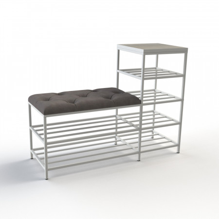 Банкетка для взуття Барселона-1 100 см велюр сірий/дуб платиновий 7-2-9003