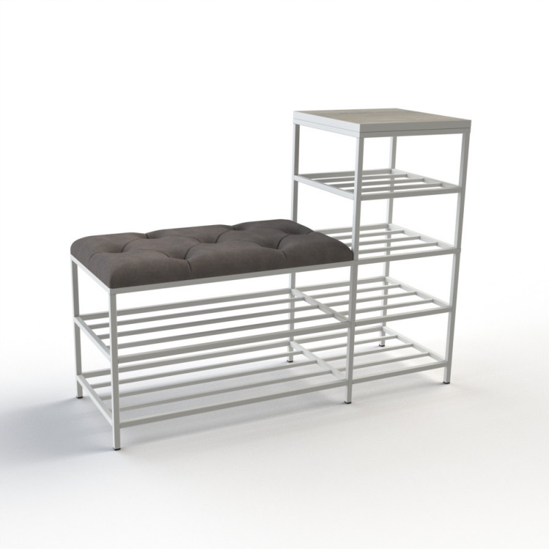 Банкетка для взуття Барселона-1 100 см велюр сірий/дуб платиновий 7-2-9003