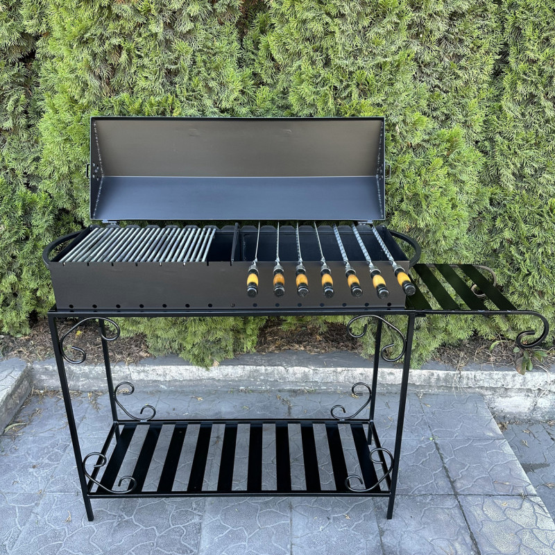 Мангал-барбекю Mzavod Гефест на 15 шампурів 3мм на дровниці