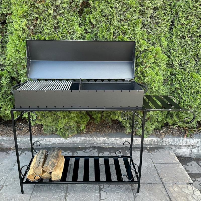 Мангал-барбекю Mzavod Гефест на 15 шампурів 3мм на дровниці