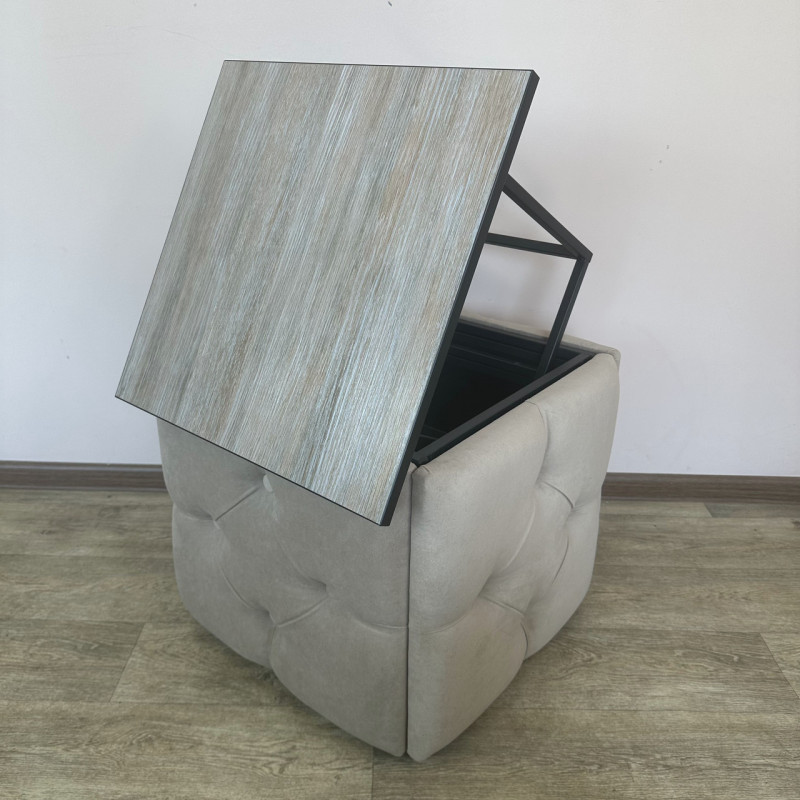 Пуф-трансформер 5в1 Остін-1 зі столиком велюр бежевий/дуб платиновий 3-2-9005