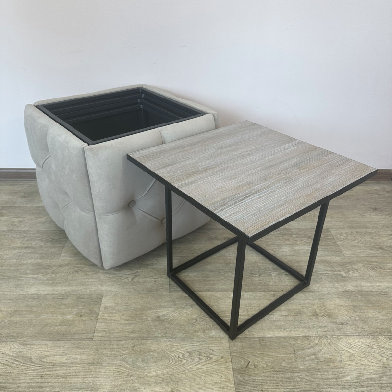 Пуф-трансформер 5в1 Остін-1 зі столиком велюр бежевий/дуб платиновий 3-2-9005