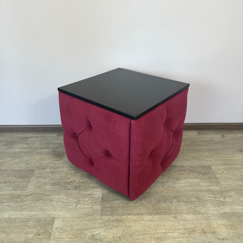 Пуф-трансформер 5в1 Остін-1 зі столиком велюр червоний/чорний 4-5-9003