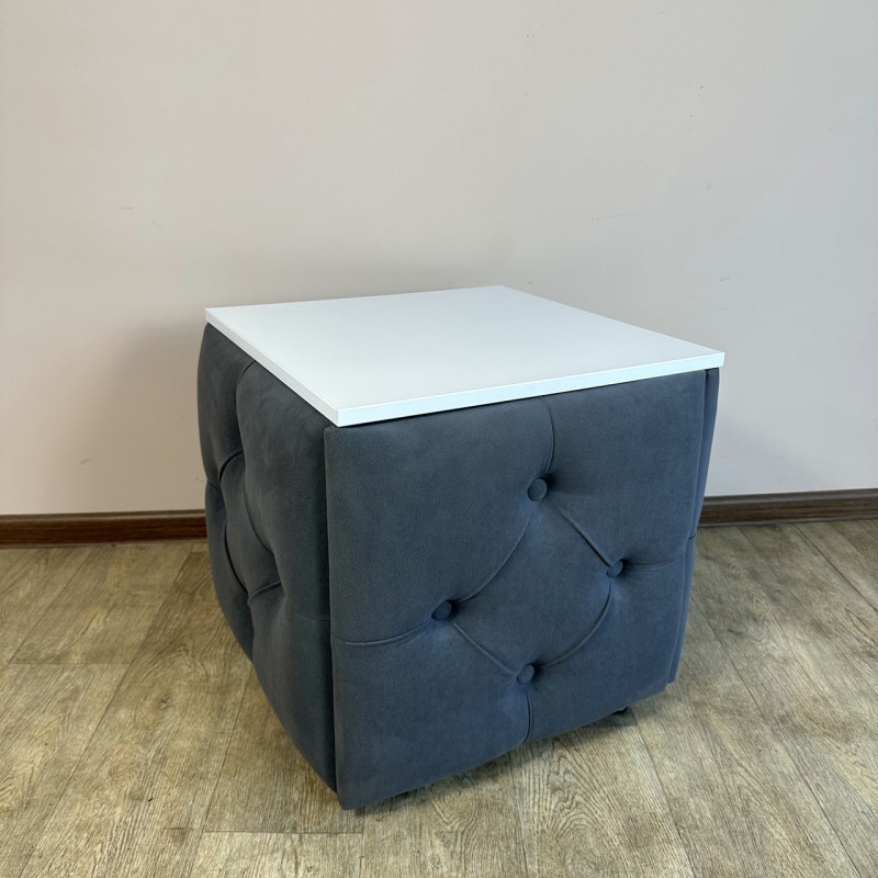 Пуф-трансформер 5в1 Mzavod Остин-1 со столиком велюр серый/белая аляска 7-3-9005