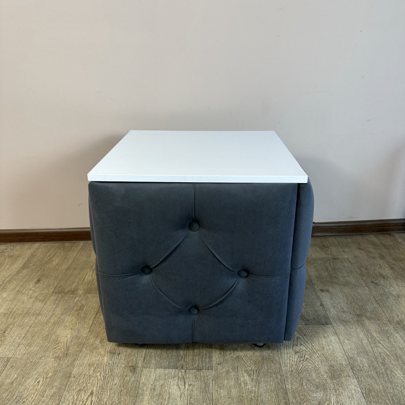 Пуф-трансформер 5в1 Остін-1 зі столиком велюр сірий/біла аляска 7-3-9003