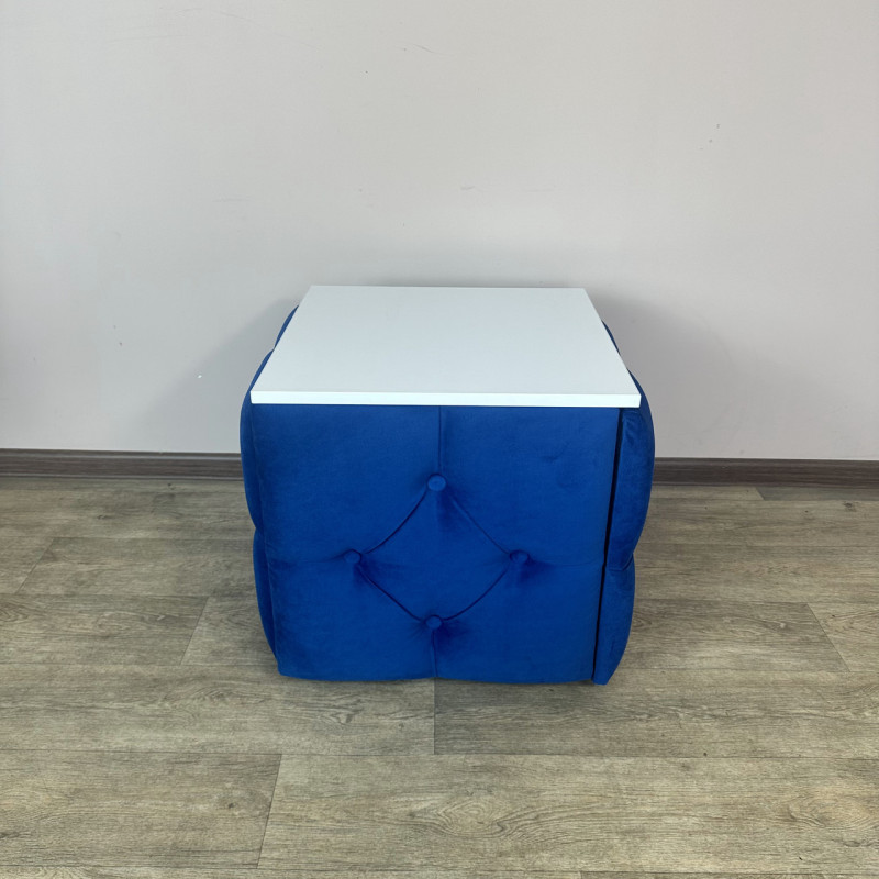 Пуф-трансформер 5в1 Mzavod Остин-1 со столиком велюр синий/белая аляска 9-3-9003
