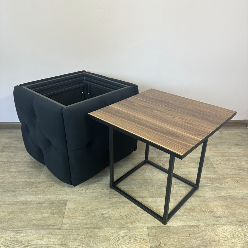 Пуф-трансформер 5в1 Остін-1 зі столиком велюр чорний/горіх каліфорнійський 10-4-9005