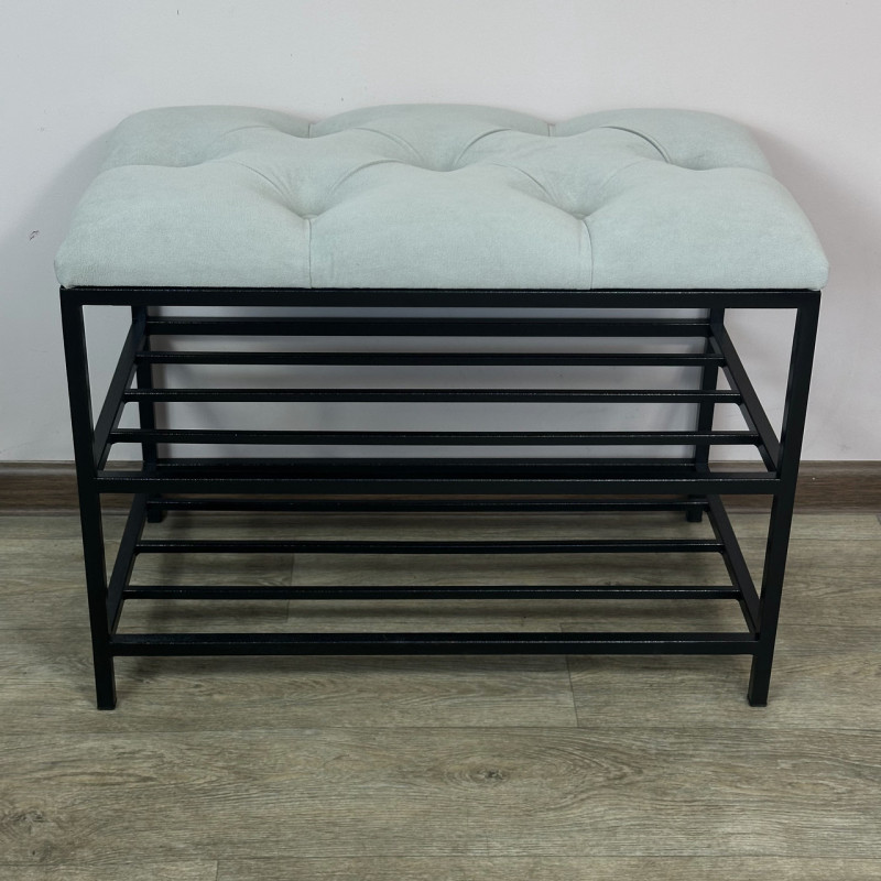 Банкетка для взуття Женева-1 50 см велюр світло-сірий 6-0-9005