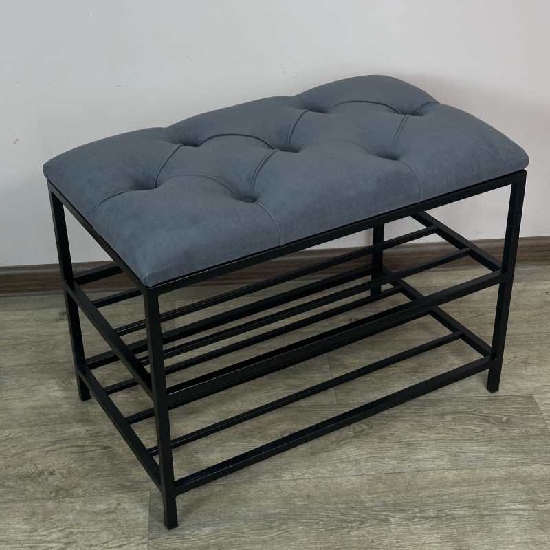 Банкетка для взуття Женева-1 50 см велюр сірий 7-0-9005