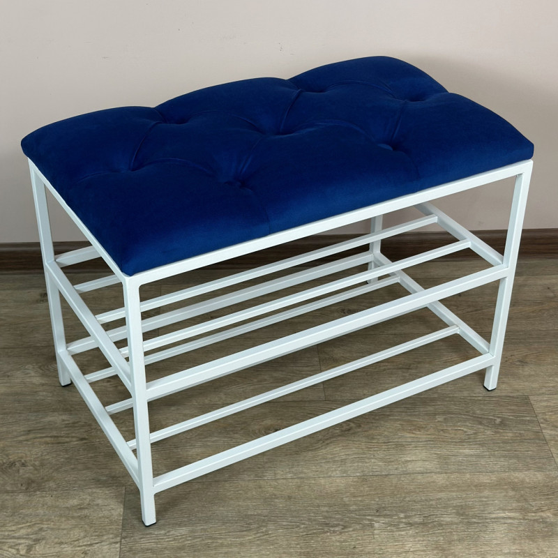 Банкетка для взуття Женева-1 50 см велюр синій 9-0-9003