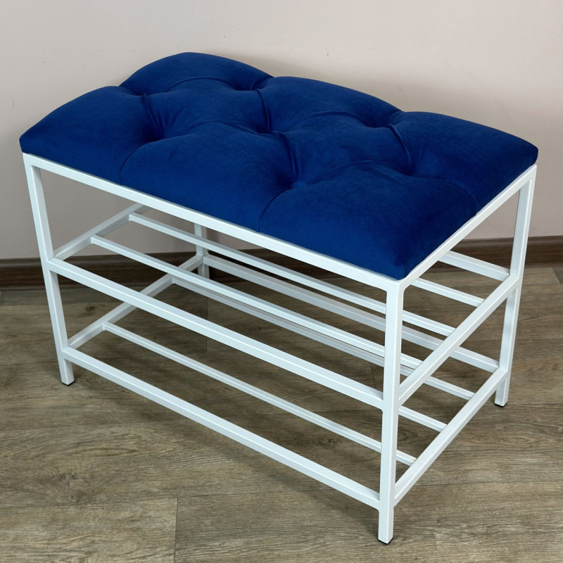 Банкетка для взуття Женева-1 50 см велюр синій 9-0-9003