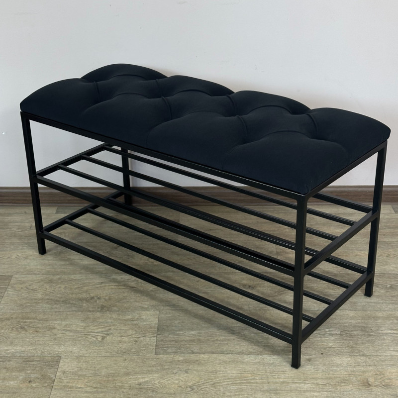 Банкетка для взуття Женева-1 80 см велюр чорний 10-0-9005