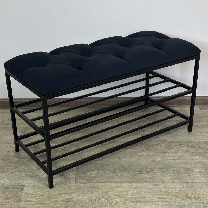 Банкетка для взуття Женева-1 80 см велюр чорний 10-0-9005