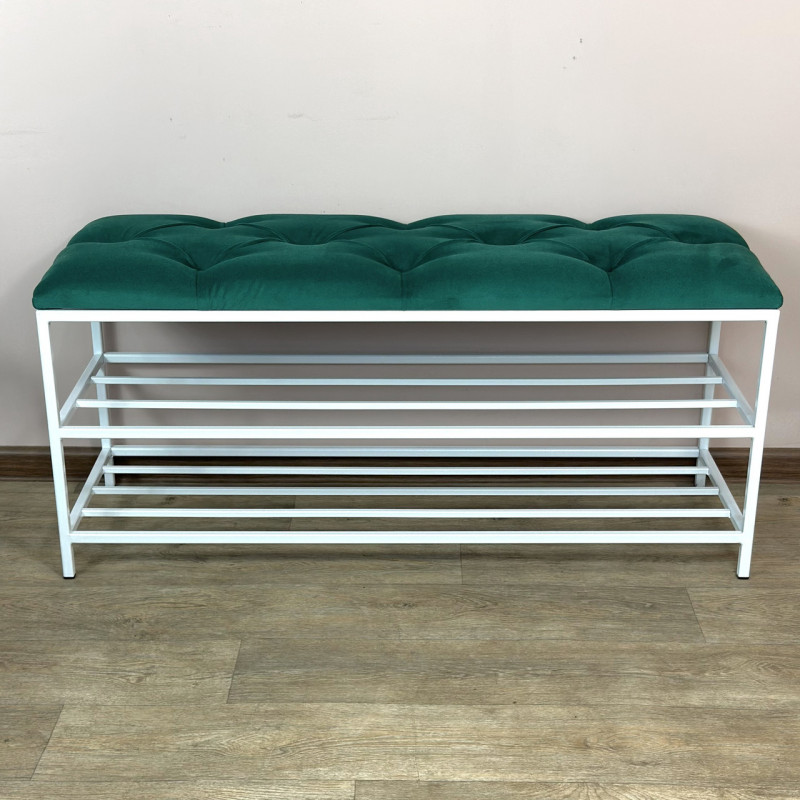 Банкетка для взуття Женева-1 100 см велюр смарагдовий 8-0-9003