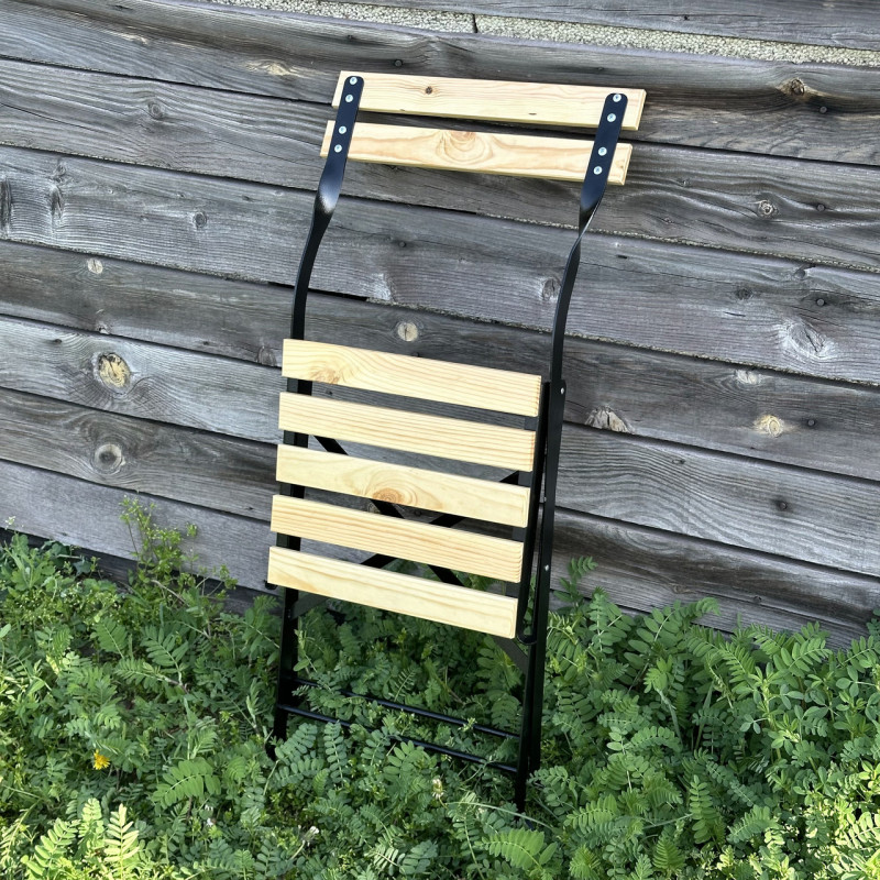 Стілець зі спинкою садовий металеводерев'яний складний