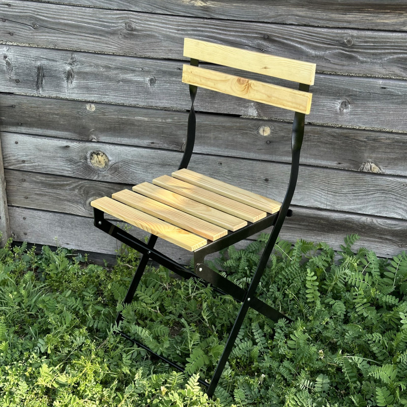 Стілець зі спинкою садовий металеводерев'яний складний