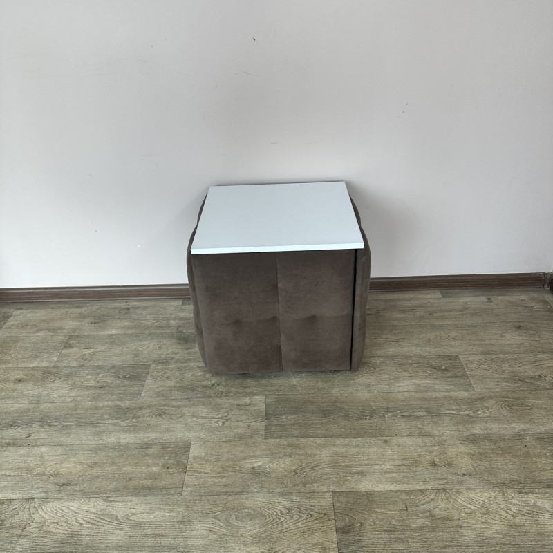 Пуф-трансформер 5в1 Mzavod Остин-4 со столиком велюр коричневый/белая аляска 1-3-9003