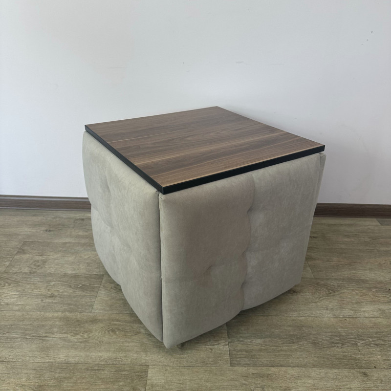 Пуф-трансформер 5в1 Остін-4 зі столиком велюр бежевий/горіх каліфорнійський 3-4-9003