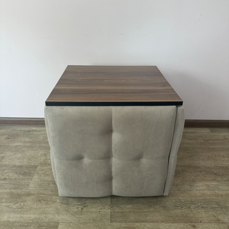 Пуф-трансформер 5в1 Остін-4 зі столиком велюр бежевий/горіх каліфорнійський 3-4-9003