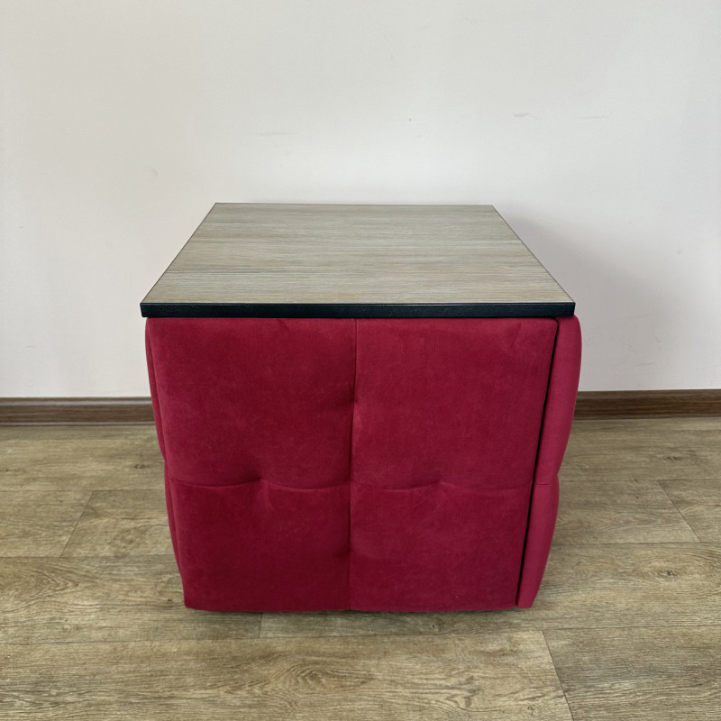 Пуф-трансформер 5в1 Остін-4 зі столиком велюр червоний/дуб платиновий 4-2-9005