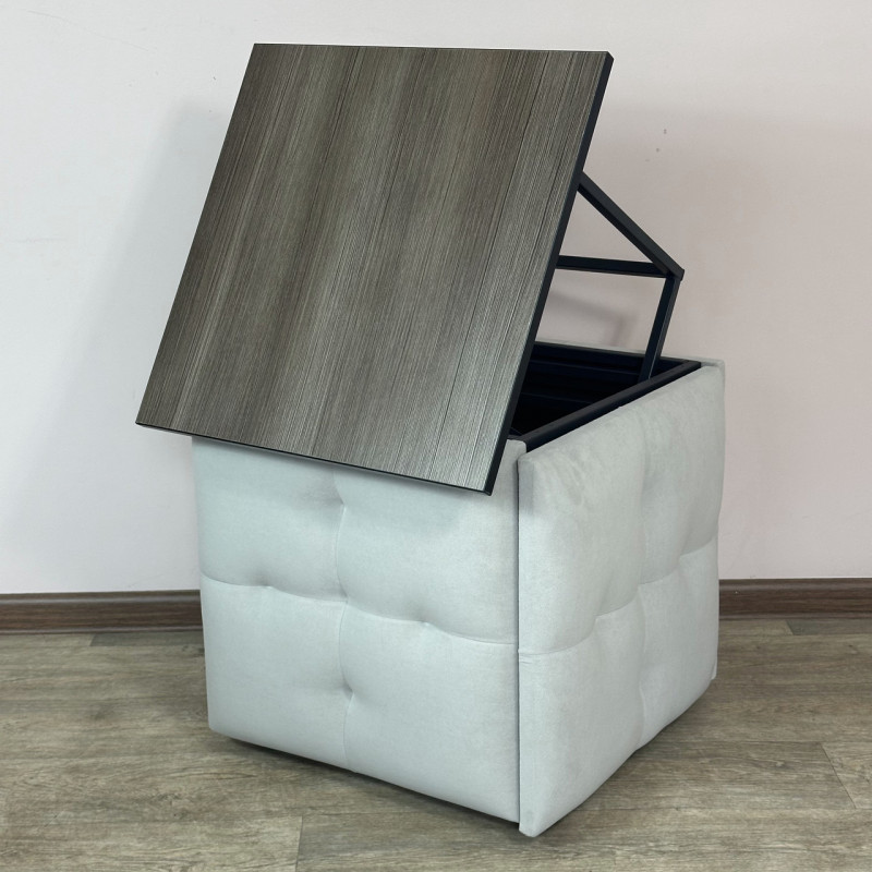 Пуф-трансформер 5в1 Остін-4 зі столиком велюр світло-сірий/ріголетто темний 6-1-9005