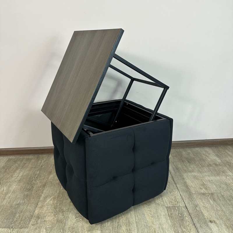 Пуф-трансформер 5в1 Остін-4 зі столиком велюр чорний/ріголетто темний 10-1-9005