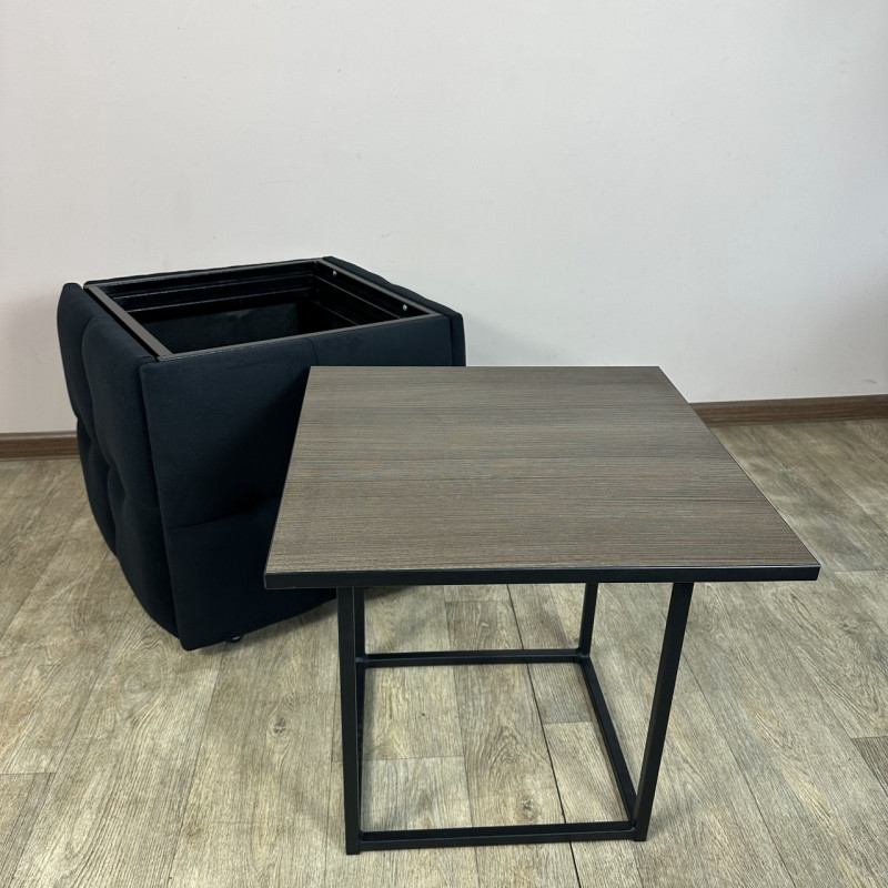 Пуф-трансформер 5в1 Остін-4 зі столиком велюр чорний/ріголетто темний 10-1-9005