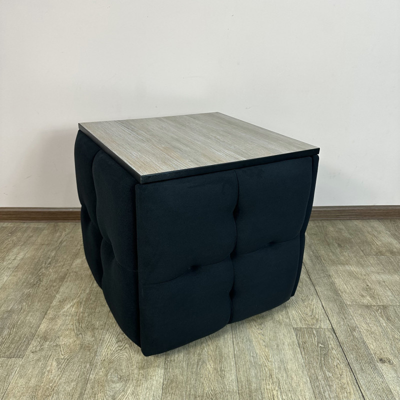 Пуф-трансформер 5в1 Mzavod Остин-4 со столиком велюр черный/дуб платиновый 10-2-9003