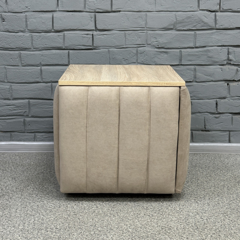 Пуф-трансформер 5в1 Остін-2 зі столиком велюр бежевий/дуб сонома 3-7-9003