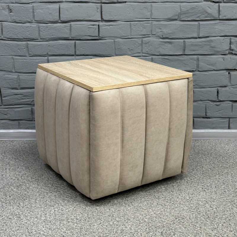 Пуф-трансформер 5в1 Остін-2 зі столиком велюр бежевий/дуб сонома 3-7-9003