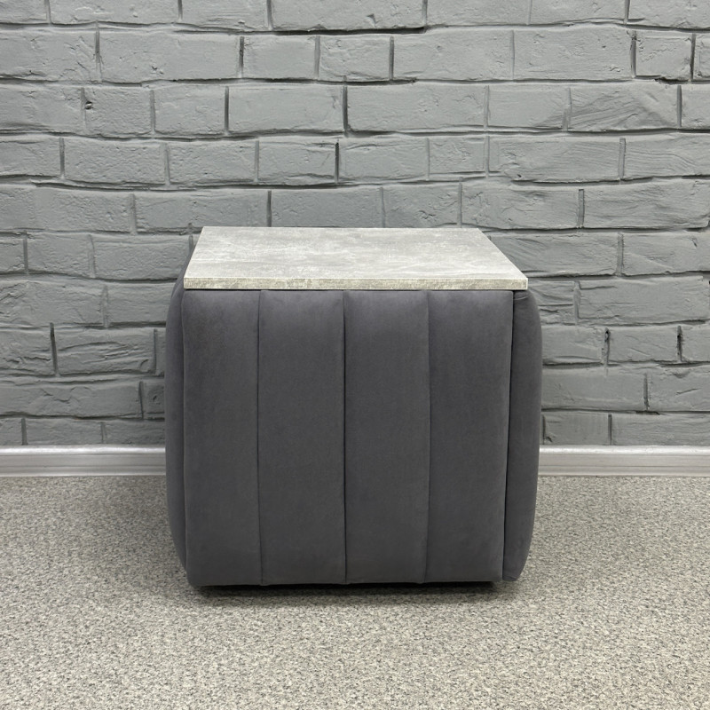 Пуф-трансформер 5в1 Остін-2 зі столиком велюр сірий/сірий бетон 7-6-9005