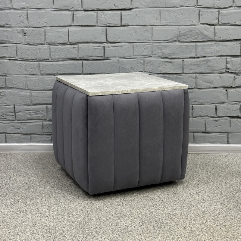 Пуф-трансформер 5в1 Остін-2 зі столиком велюр сірий/сірий бетон 7-6-9005