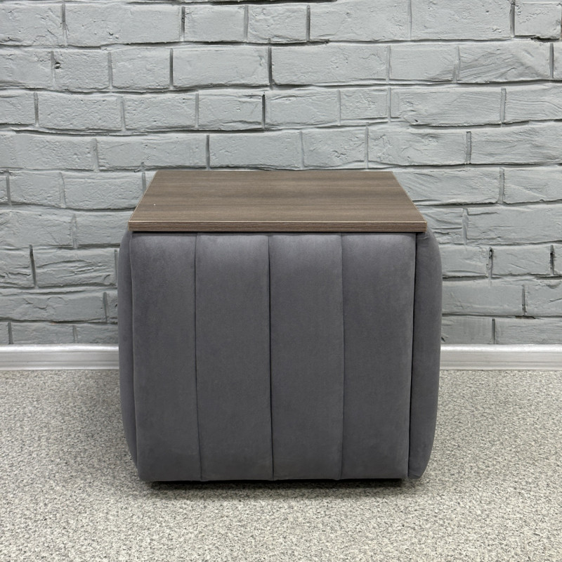 Пуф-трансформер 5в1 Mzavod Остин-2 со столиком велюр серый/риголетто темный 7-1-9005