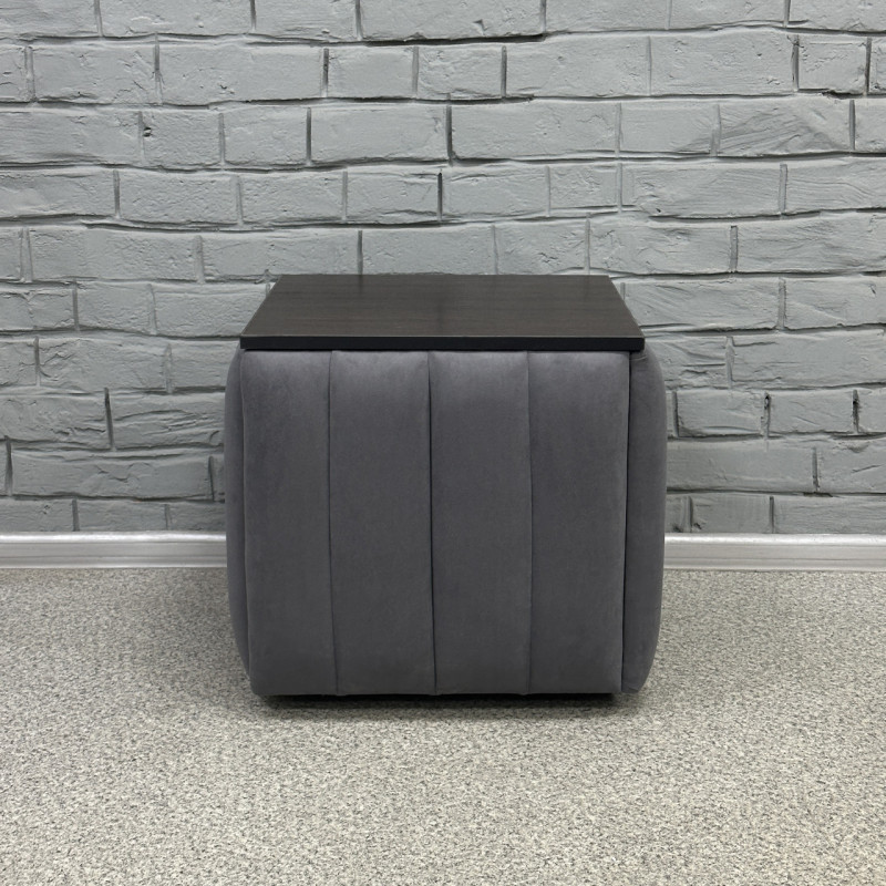 Пуф-трансформер 5в1 Остін-2 зі столиком велюр сірий/дуб венге 7-8-9003