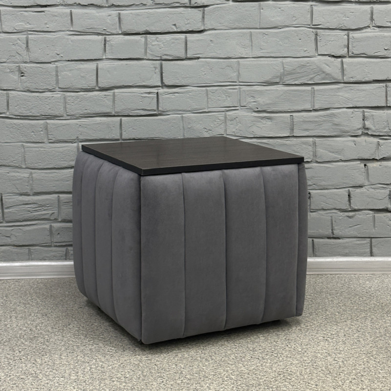 Пуф-трансформер 5в1 Остін-2 зі столиком велюр сірий/дуб венге 7-8-9003