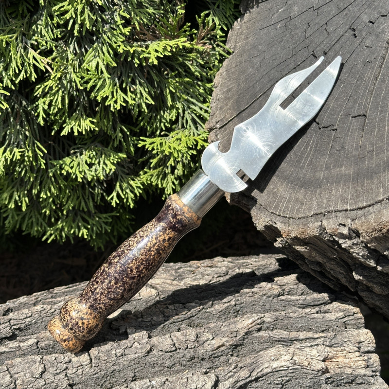 Вилка Mzavod з дерев'яною ручкою для зняття м'яса 280х2мм мармурова