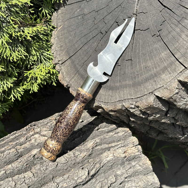 Вилка Mzavod з дерев'яною ручкою для зняття м'яса 280х2мм мармурова