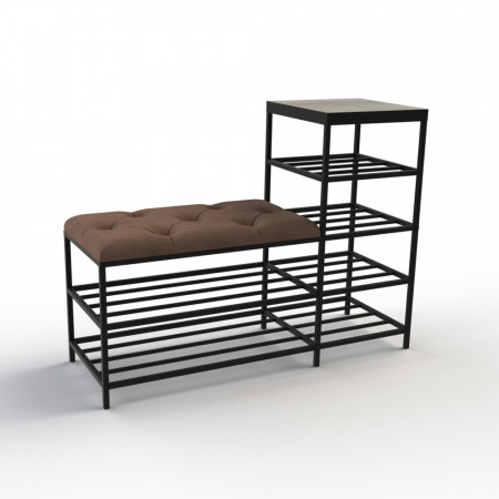 Банкетка для взуття Барселона-1 100 см велюр коричневий/дуб платиновий 1-2-9005