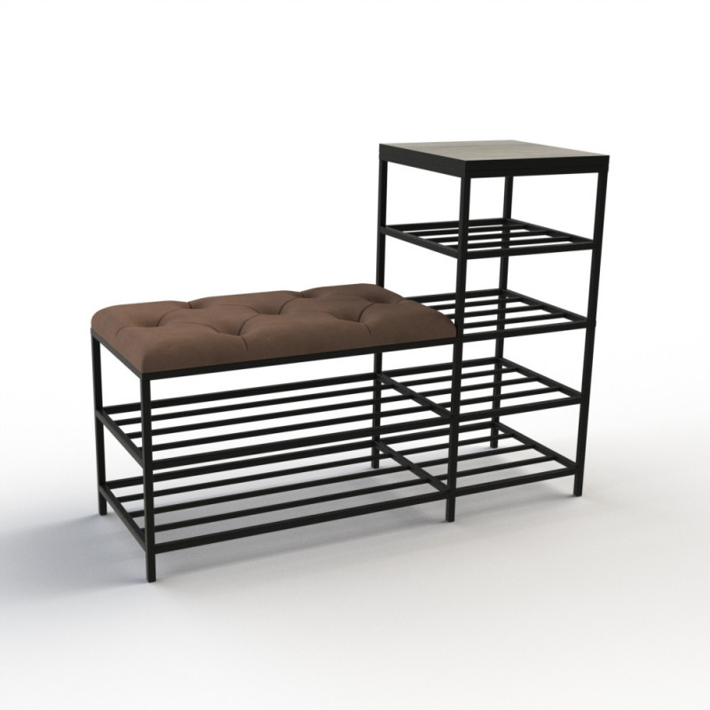 Банкетка для взуття Барселона-1 100 см велюр коричневий/дуб платиновий 1-2-9005