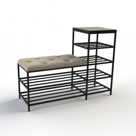 Банкетка для взуття Барселона-1 100 см велюр світло-сірий/дуб платиновий 6-2-9005