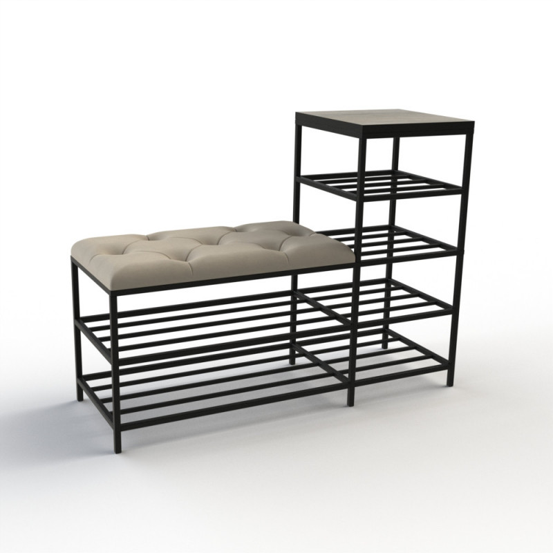 Банкетка для взуття Барселона-1 100 см велюр світло-сірий/дуб платиновий 6-2-9005