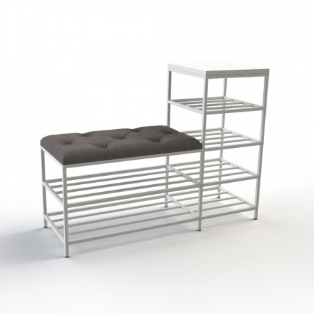 Банкетка для взуття Барселона-1 100 см велюр сірий/біла аляска 7-3-9003